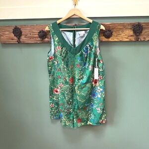 ISANI for Target‎ Green Floral Satin Romper Sleeveless V-Neck XL NWT